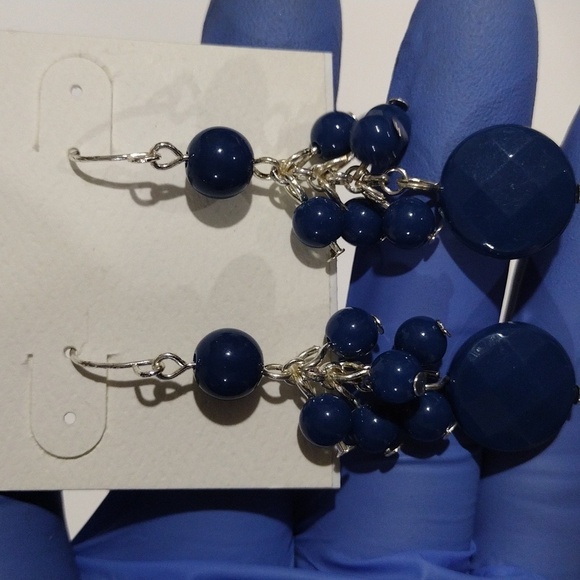 Croft & Barrow Blue Beaded Cluster Drop Dangle Earrings Women's Fashion Jewelry - Picture 5 of 7